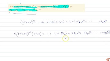 If `a_r`  is the coefficient of `x^r`  in the expansion of `(1+x+x^2)^n`, then `a_1-2a_2 + 3a_...