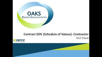Create Contract Schedule of Values (SOV)- Contractor, K-12 Cloud