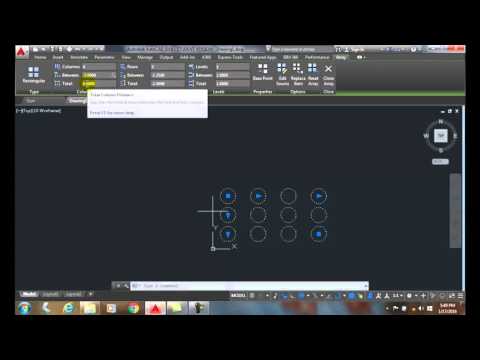 AutoCAD I  12-12 Rectangular Array   Positive or Negative Column and Row Spacing