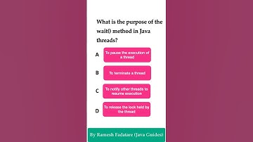 Java Quiz 37 - What is the purpose of wait() method in Java threads? #java #quiz