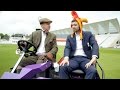 Bumble talks to England's Mark Wood on a roller!