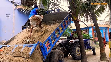 River Sand Loading by Hand & Unloading Digital Hydraulic System Method Farmtrac tractor.TVision