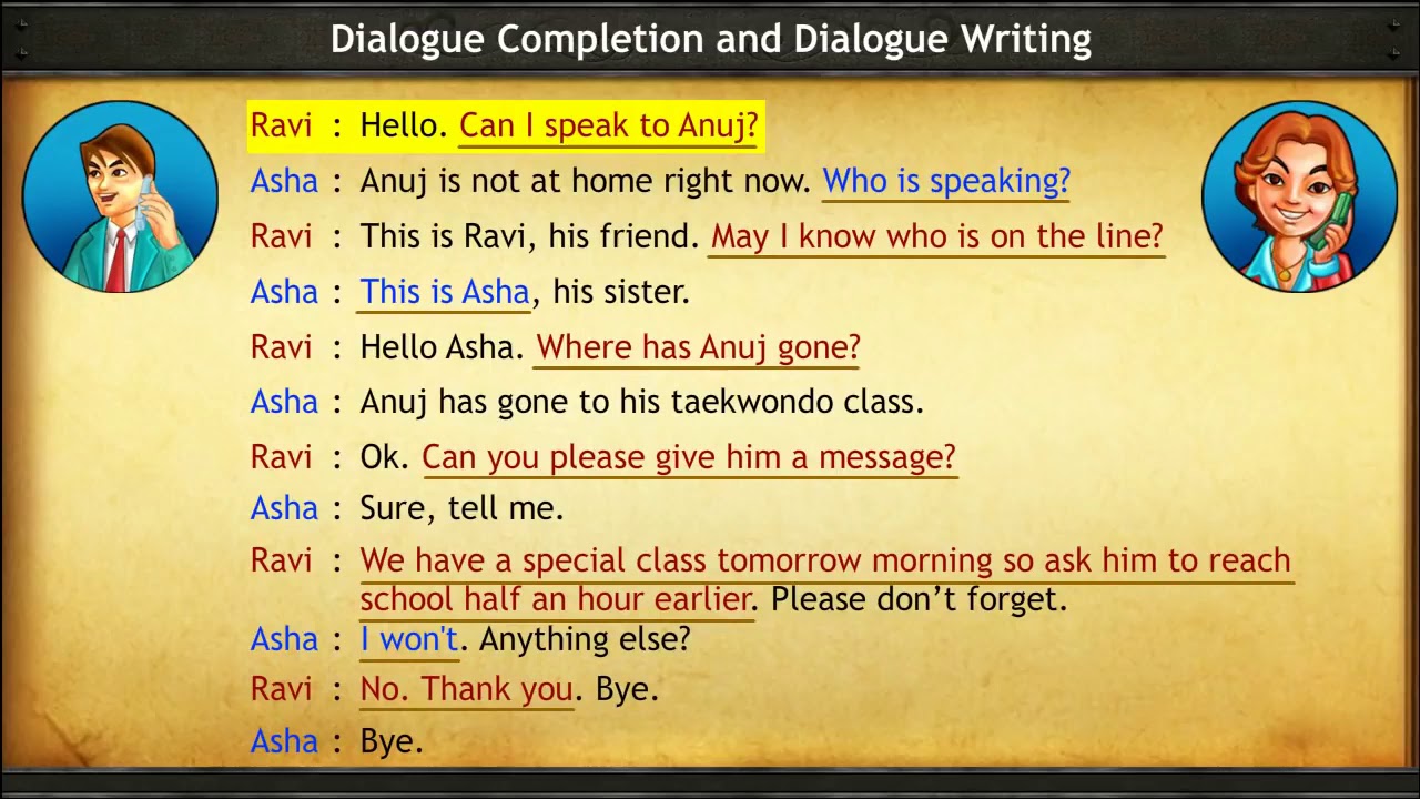 dialogue writing examples for class 10