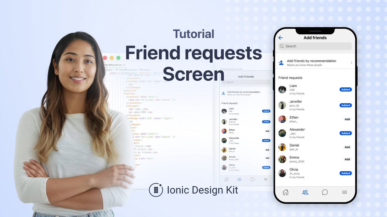 How to Create a Friend Requests Screen | Ionic Design Kit - YouTube