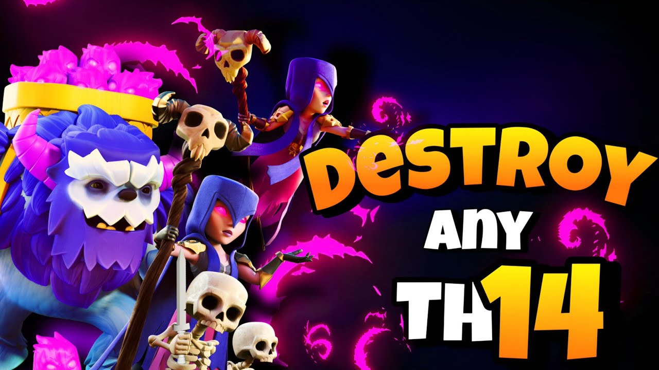 TH14 Yeti Witch Attack With 10 Zap Spell !! TH14 Attack Strategy (Clash of Clans)