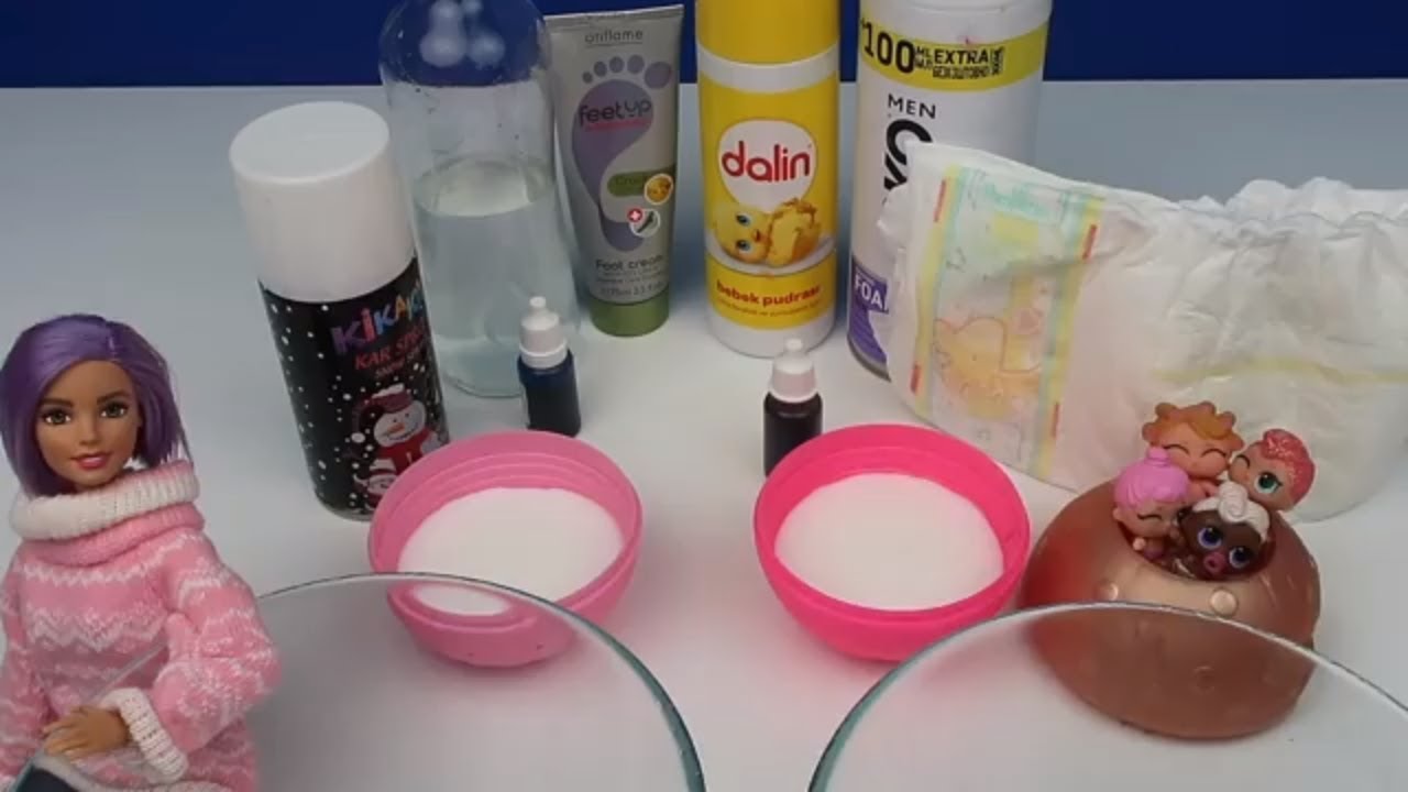 Barbie vs LOL Confetti Lil Sisters Renkli Kar Snow Slime Challenge