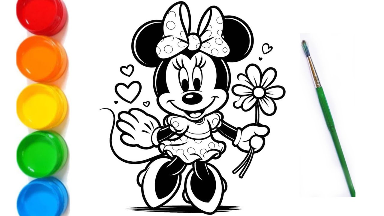 minnie mouse 🐭😍// fun drawing colouring fun😍