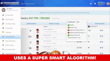 Draft Dashboard DFS Lineup Optimizer & Daily Fantasy Sports Tools