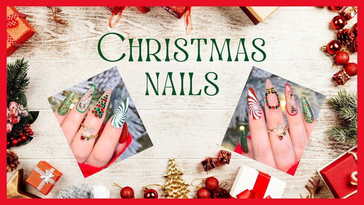 🎄 Рождественский маникюр 🤩 Подвески, стразы и стемпинг – вот это да! ✨