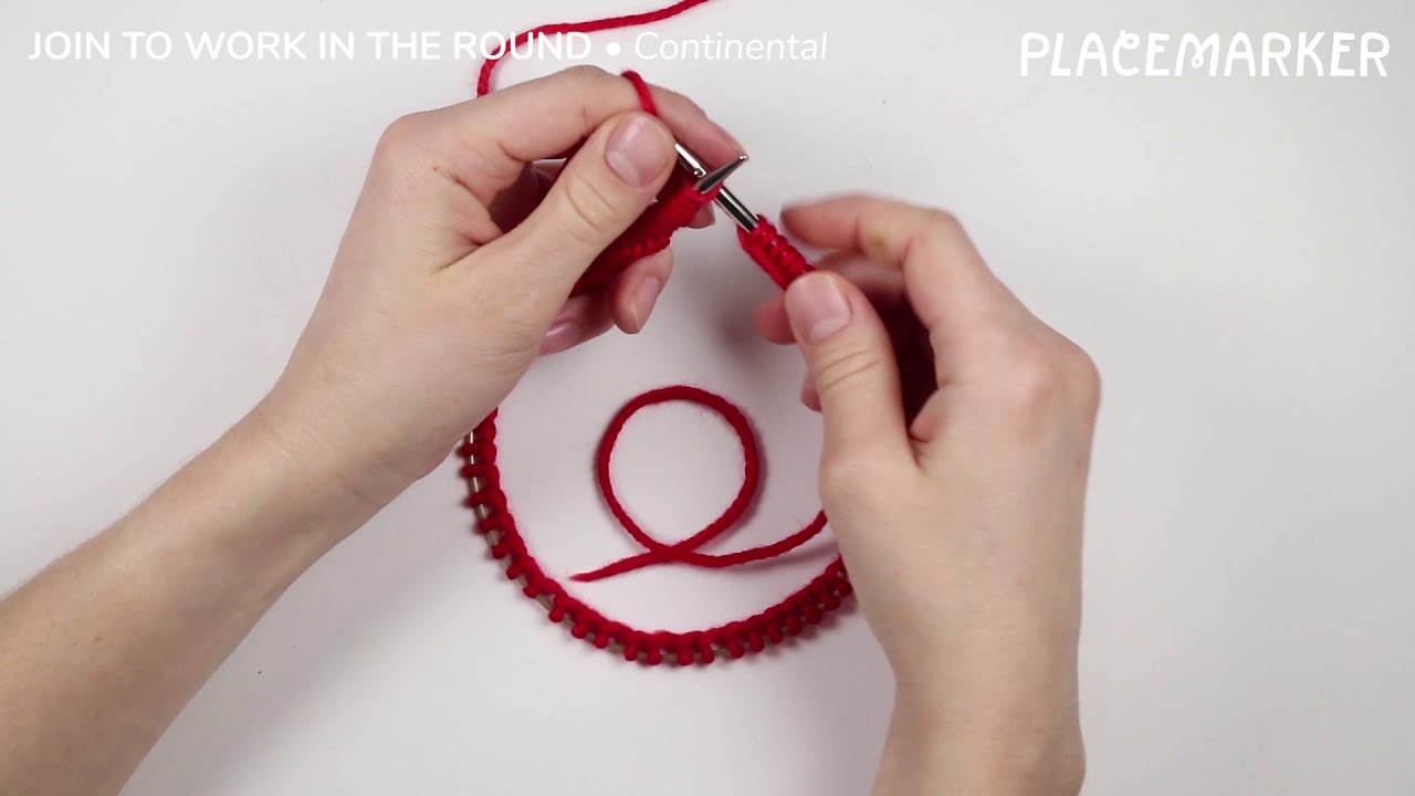 Join to Work in the Round - Continental Style - Placemarker Knitting Tutorial