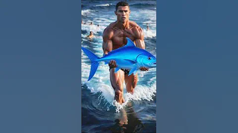 Messi neymar mbappe's fish vs Ronaldo's big fish #football #messi #ronaldo #neymar #aivideo