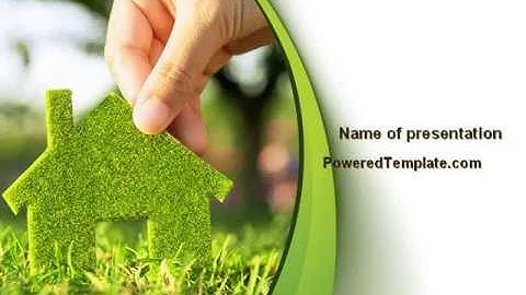 Green House Building PowerPoint Template by PoweredTemplate.com