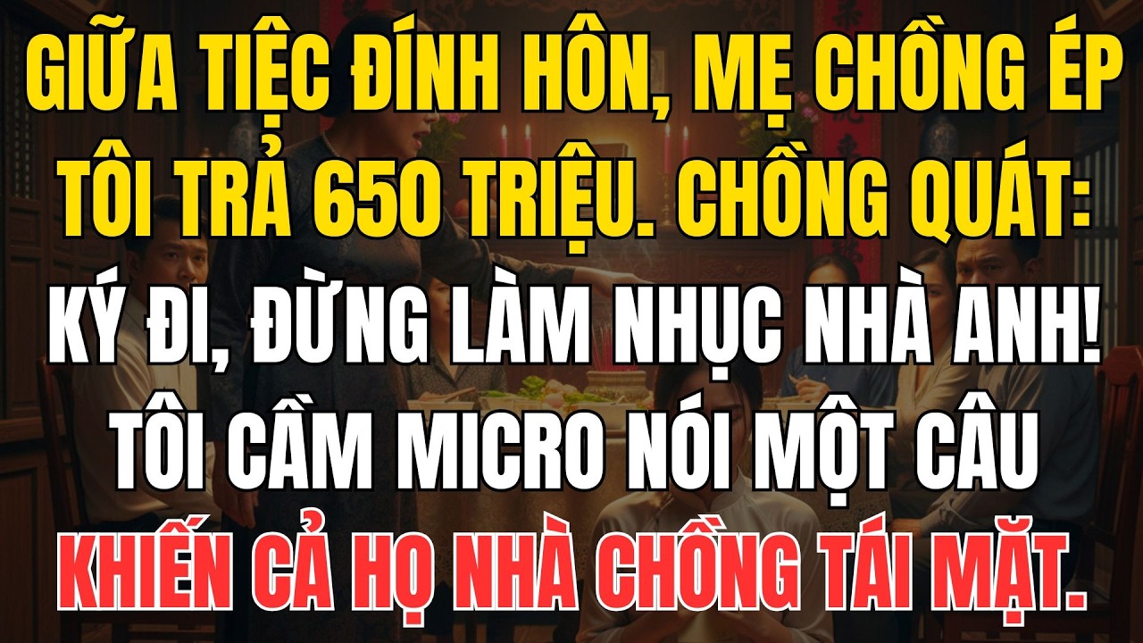 Giữa Tiệc Đính Hôn, Mẹ Chồng Ép Tôi Trả 650 Triệu Giữ Sĩ Diện 5 Phút Sau Cả Họ Nhà Chồng Tái Mặt