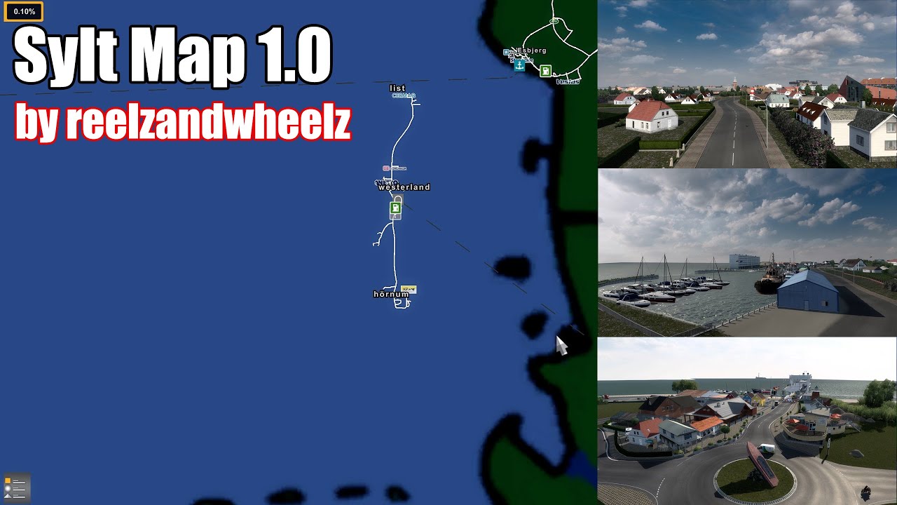 Sylt Map 1.0 - a narrow island map mod | ETS2 1.45