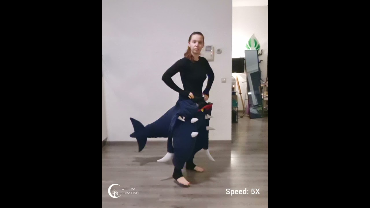 Garchomp costume suit-up