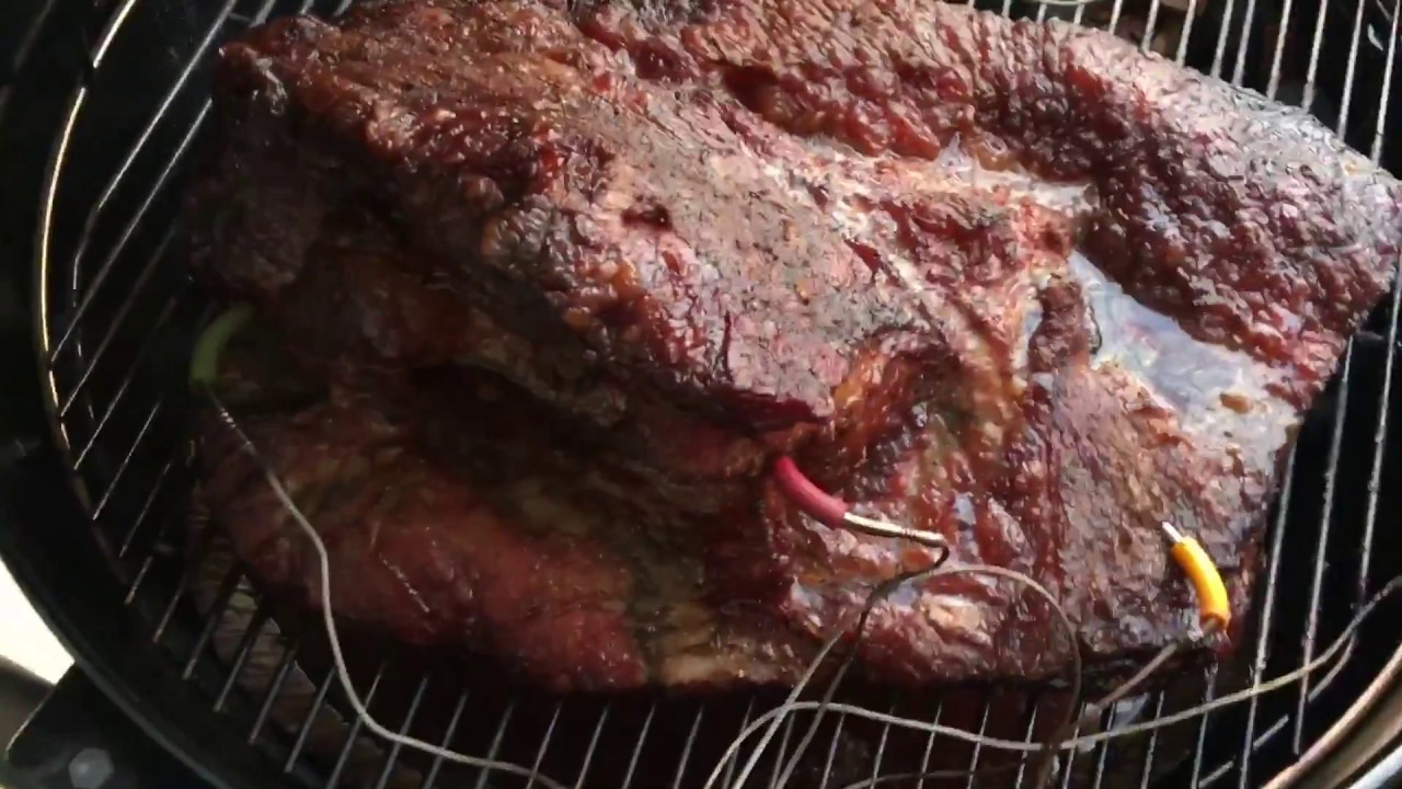 Super Low And Slow 20 Hour 7kg 15lb Brisket On The Weber Overnight Cook Youtube