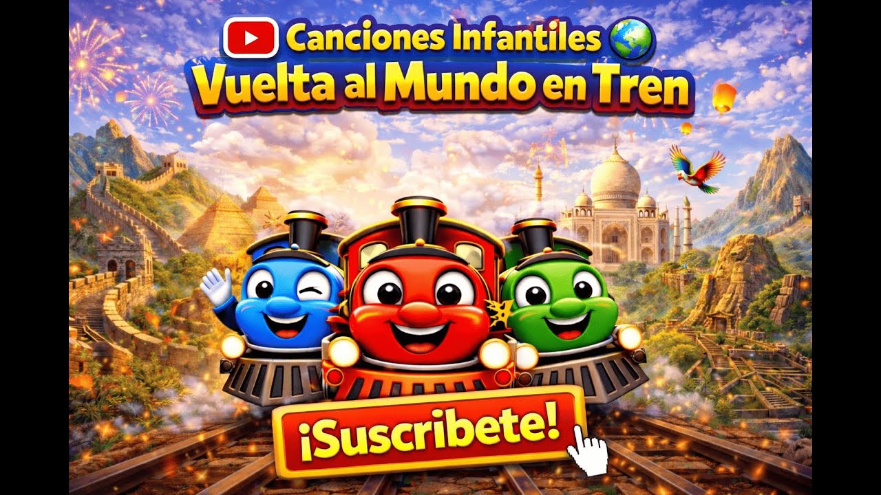 🎵🚂Canciones Infantiles 🌍 Vuelta al Mundo en Tren | Dibujos Animados MiniMundoLand - Tino💙Rayo❤️Leo💚