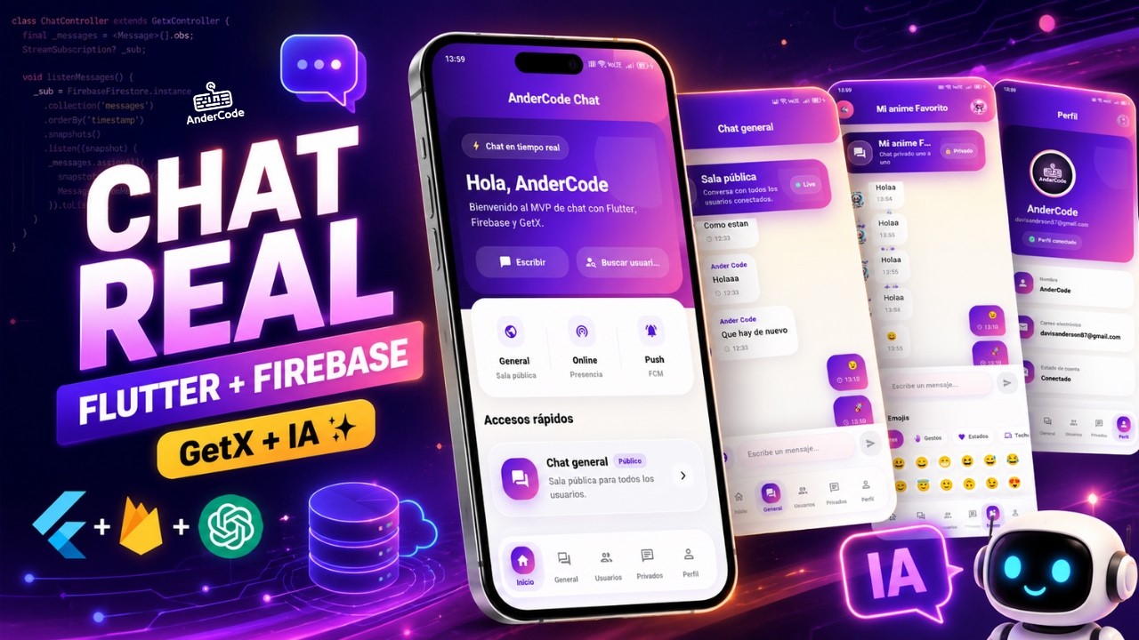 Crea una App de Chat en Tiempo Real con Flutter, Firebase y GetX desde Cero