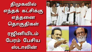 திமுக கூட்டனியில் யாருக்கு எத்தனை தொகுதிகள்/ரஜினியிடம் பேரம் பேசிய ஸ்டாலின்/DMK/RAJNIKANTH/STALIN/