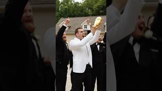 The Groom is from Argentina and got to Raise the World Cup like Messi #wedding #groom #worldcup