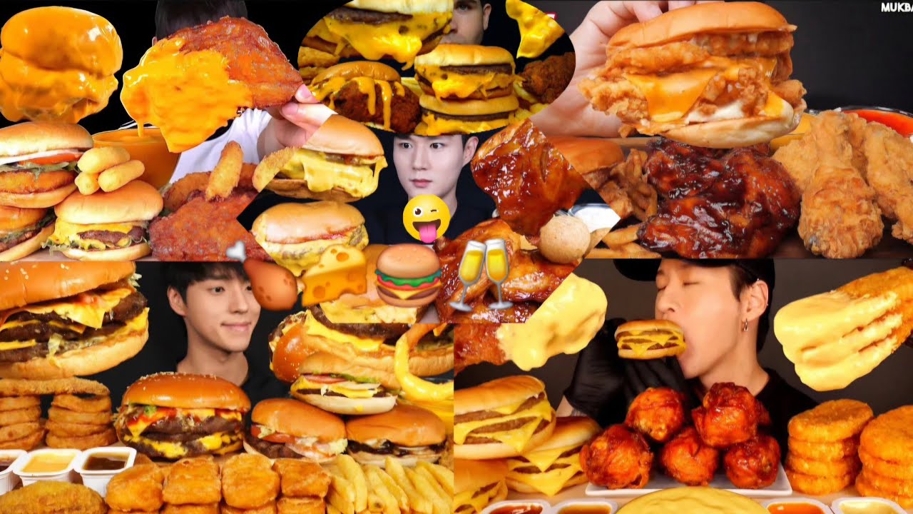  The*BEST* Mukbang Compilation  CHEESE BBQ CHICKEN BURGER TRIPLE BURGER $MORE BIG BITE 