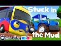 Wheels on the Bus - Stuck in the Mud! + MORE | Go Buster | Stories & Kids Songs | Cartoons for Kids