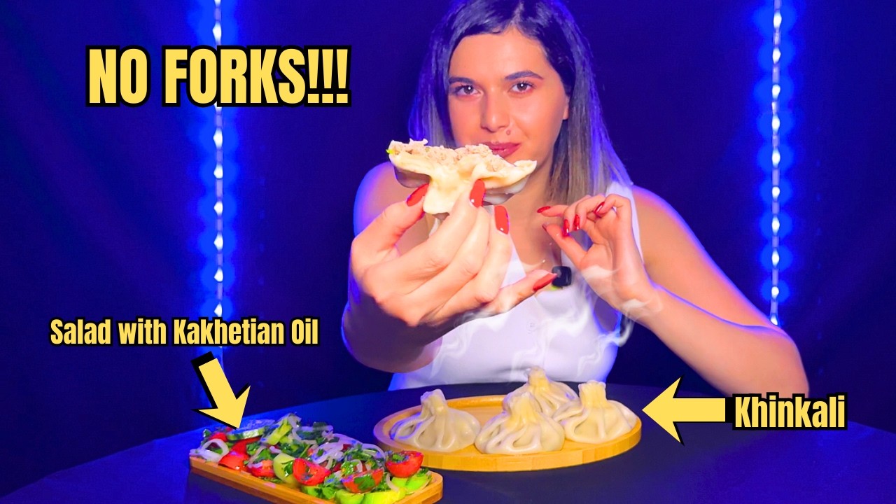 Huge GEORGIAN FEAST! Eating Khinkali with NO FORKS (Georgian Mukbang ASMR) 🥟🇬🇪 - BEST Dumpling EVER?