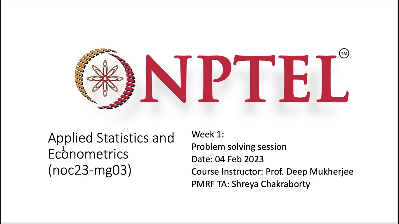Week 1 - Problem Solving Session on Applied Statistics and Econometrics ...