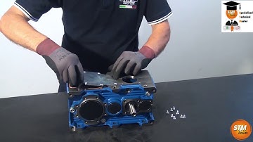 Сборка универсального цилиндрического двухступенчатого редуктора STM Team с входным валом.