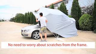 Retractable carport instruction & assemble, Foldable Car Shelter Completely Folded on Ground