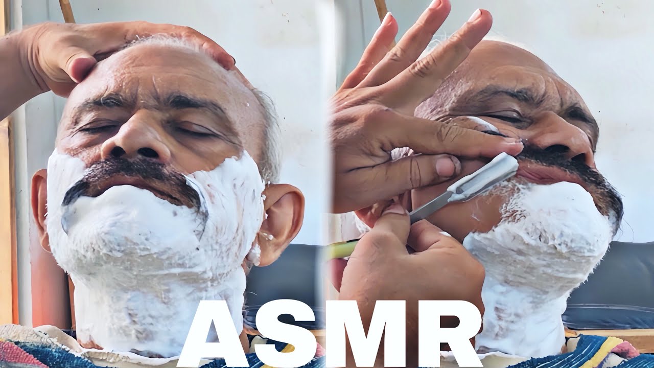 ASMR full relaxing beard shaving 🪒 old men tutorial chacho barber shop ...