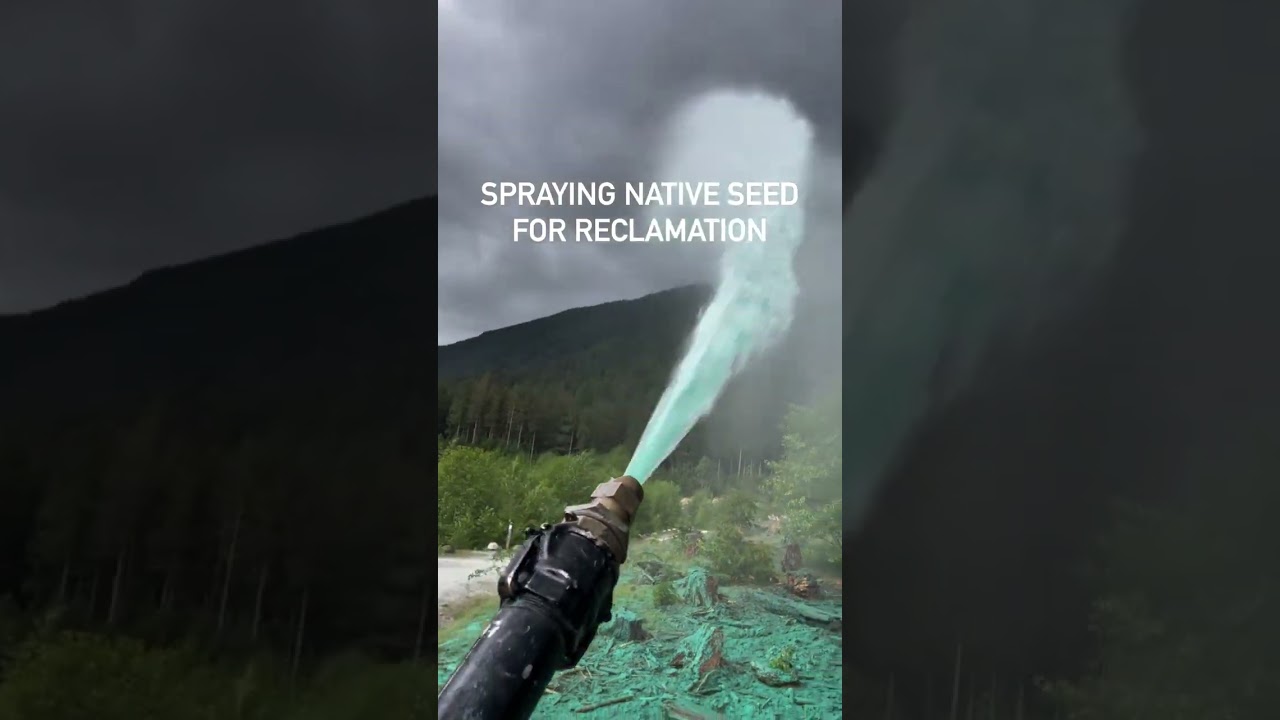 Spraying hydroseeding for forest reclamation