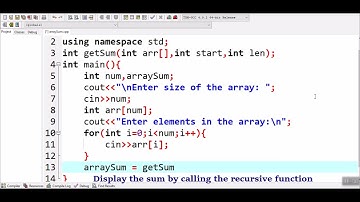 How to find sum of array elements using recursion in C++