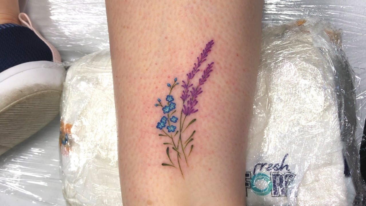 Minimalist Flowers Tattoo -Time Lapse and Real Time , Color Tattoo