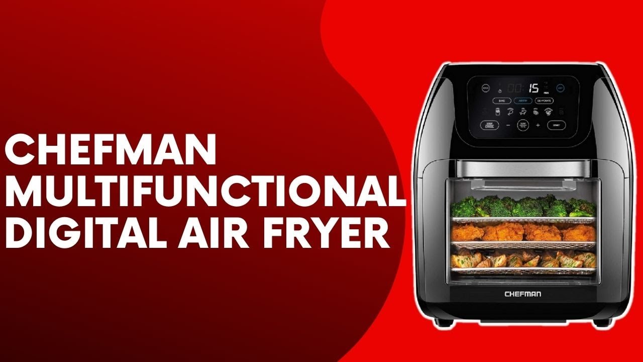 Chefman Extra Large Air Fryer and Convection Oven with French Doors and Rotisserie Spit, The Easiest Way to Cook Oil-Free, Double Wide Glass Windows