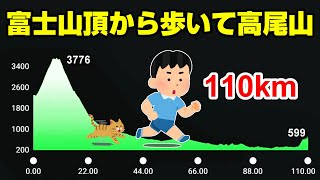 富士山頂から歩いて高尾山 110km
