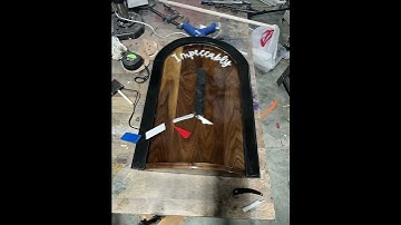 Barber shop sign with small shelf and led lights #woodworking #barbershop #scrollsaw #stopmotion