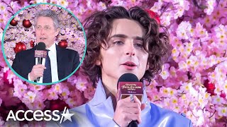 Timothée Chalamet Sings To Hugh Grant at 'Wonka' Tokyo Premiere