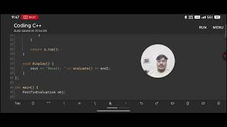 Generate output by postfix evaluation using stack in C++