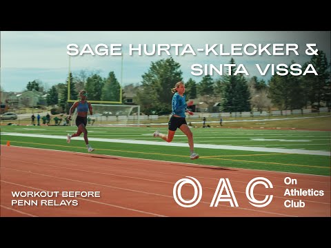 OAC Workout: Sage Hurta-Klecker, Sinta Vissa run 2x 300, 200, 100, 1k's and 150's Before Penn Relays