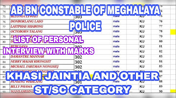 AB BN CONSTABLE LIST WITH MARKS OF PERSONAL INTERVIEW