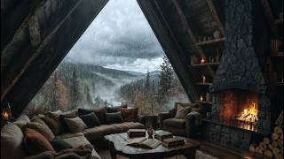 The Ultimate Cozy Autumn Night: Heavy Rain, Fireplace & Mountain Cabin Ambience 🔥🌧️ screenshot 2