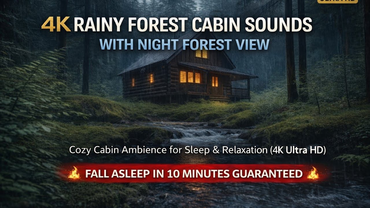 Rainy Forest Cabin at Night 🌧️ Cozy Cabin Ambience for Sleep ...