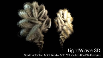 LightWave 3D: Blonde Animated Braids Bundle Braid Volume scene rendered