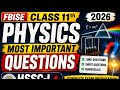 Class 11 Physics FBISE 2026 Most Important Questions Guess Paper 2026 Long Questions & Numericals