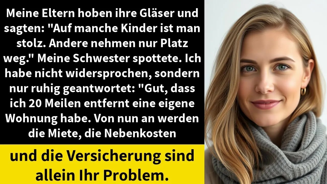 Mein Vater erhob das Glas und lachte. „Manche Kinder machen einen stolz, andere nehmen nur Platz weg.“ Alle 23 Gäste sahen mich an. Alle lachten. Ich saß still, weil ich wusste, dass ich jahrelang...