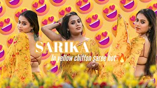 Sarika In Yellow Chiffon Saree Hot Cleavage Navel Show 