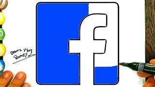 كيفية رسم شعار الفيسبوك|  ارسم وتعلم |  how to draw facebook logo step by step