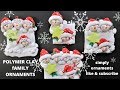 Polymer  Clay Personalized Snowmen on a Wall Family Christmas Ornament