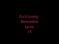 Avril Lavigne Innocence Lyrics